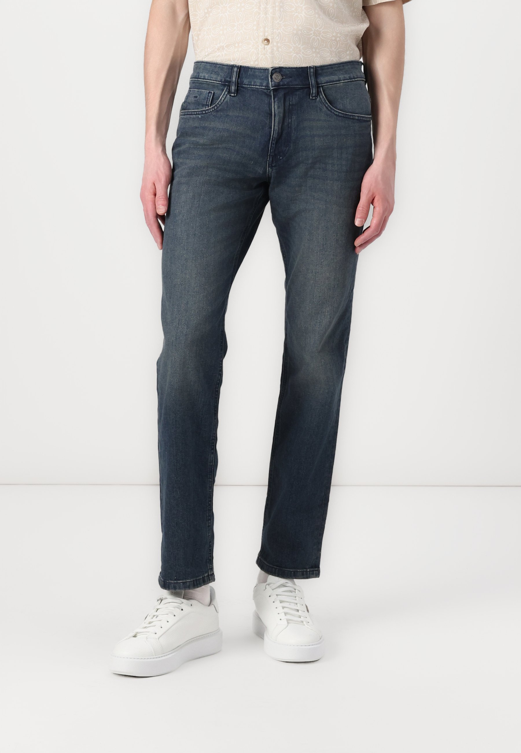 TOM TAILOR MARVIN - Rechte jeans - donkere stonewashed denim