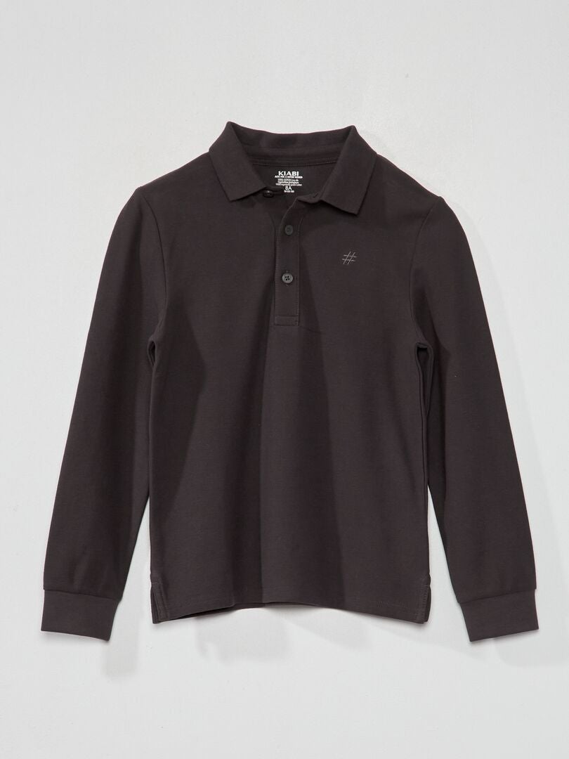Camisa polo em malha piqué - CINZA
