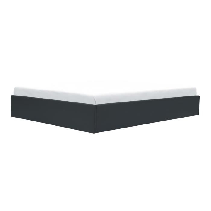 Cama adulta ECLIPSE de 160x200 cm con caja de almacenamiento - Piel sintética negra