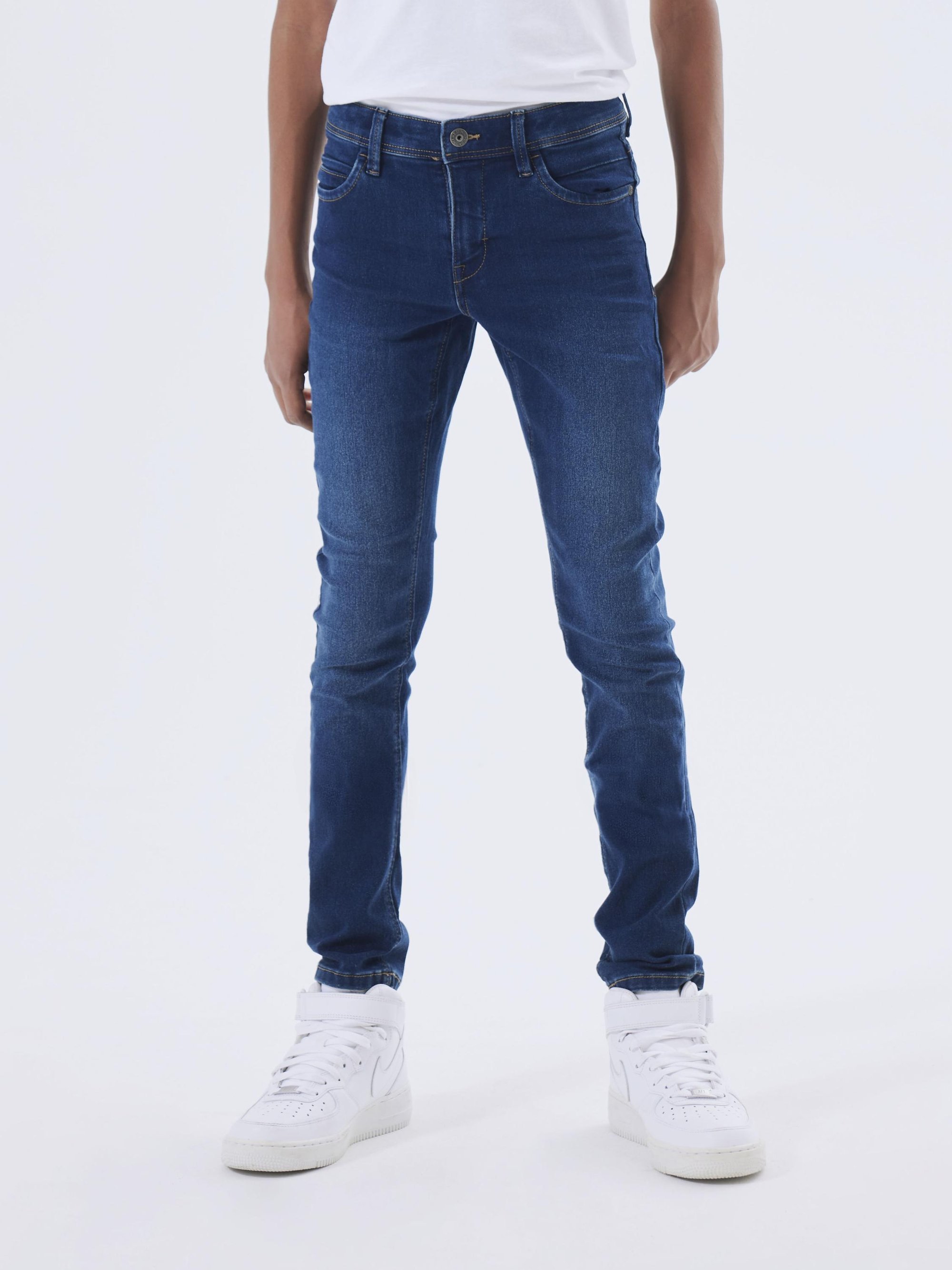 Noem het NKMSILAS - Slim fit jeans - donkerblauwe denim