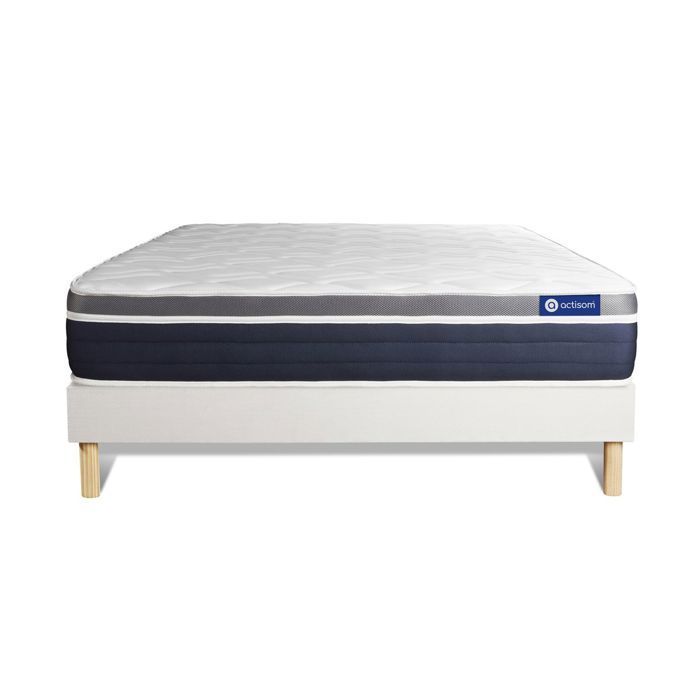Conjunto de colchón y base de cama de 200x200 cm - Base de cama blanca (requiere montaje) - Actiflex Comfort