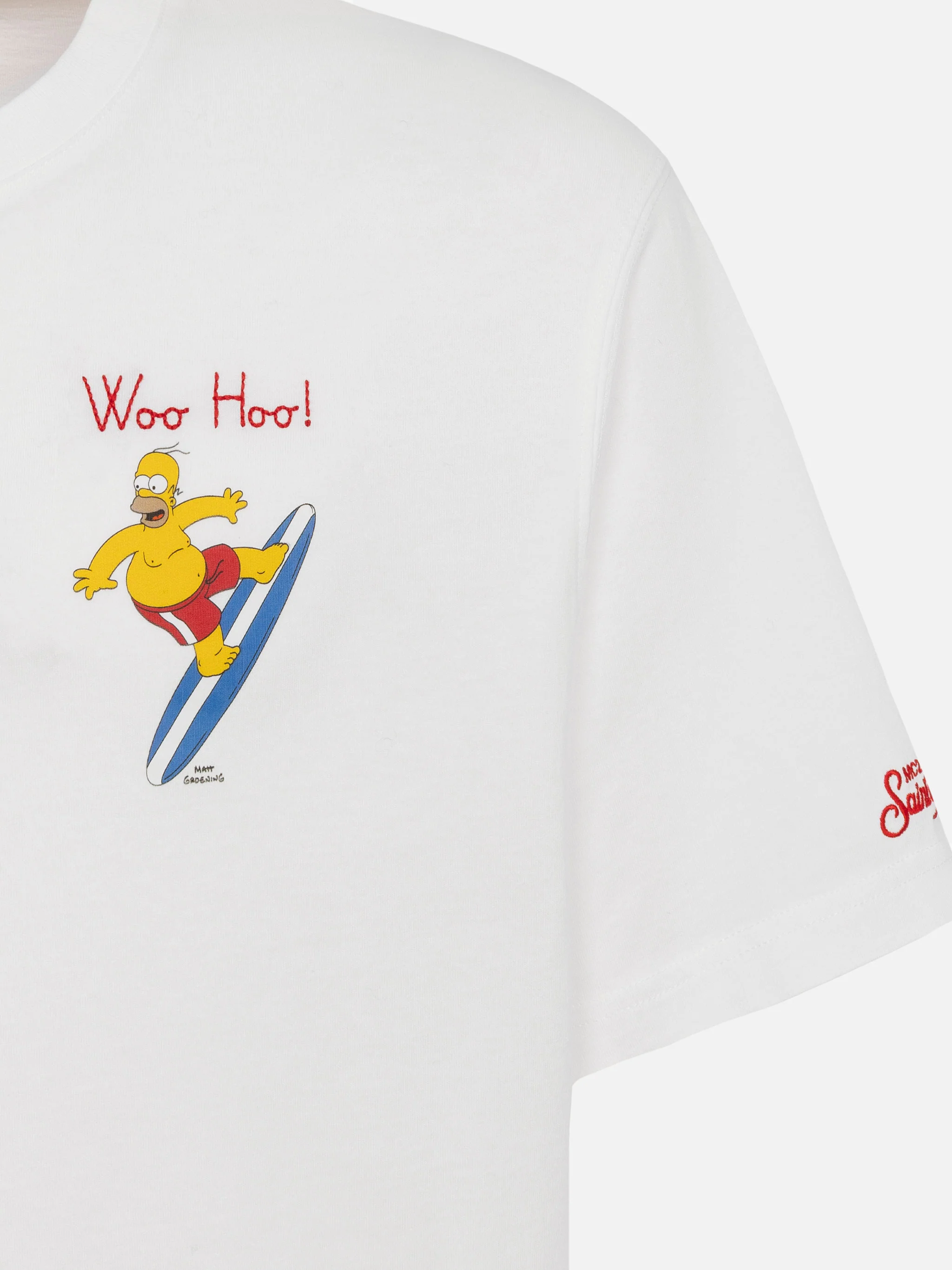T-shirt Man in cotone organico con ricamo Homer Surfer | THE SIMPSON S