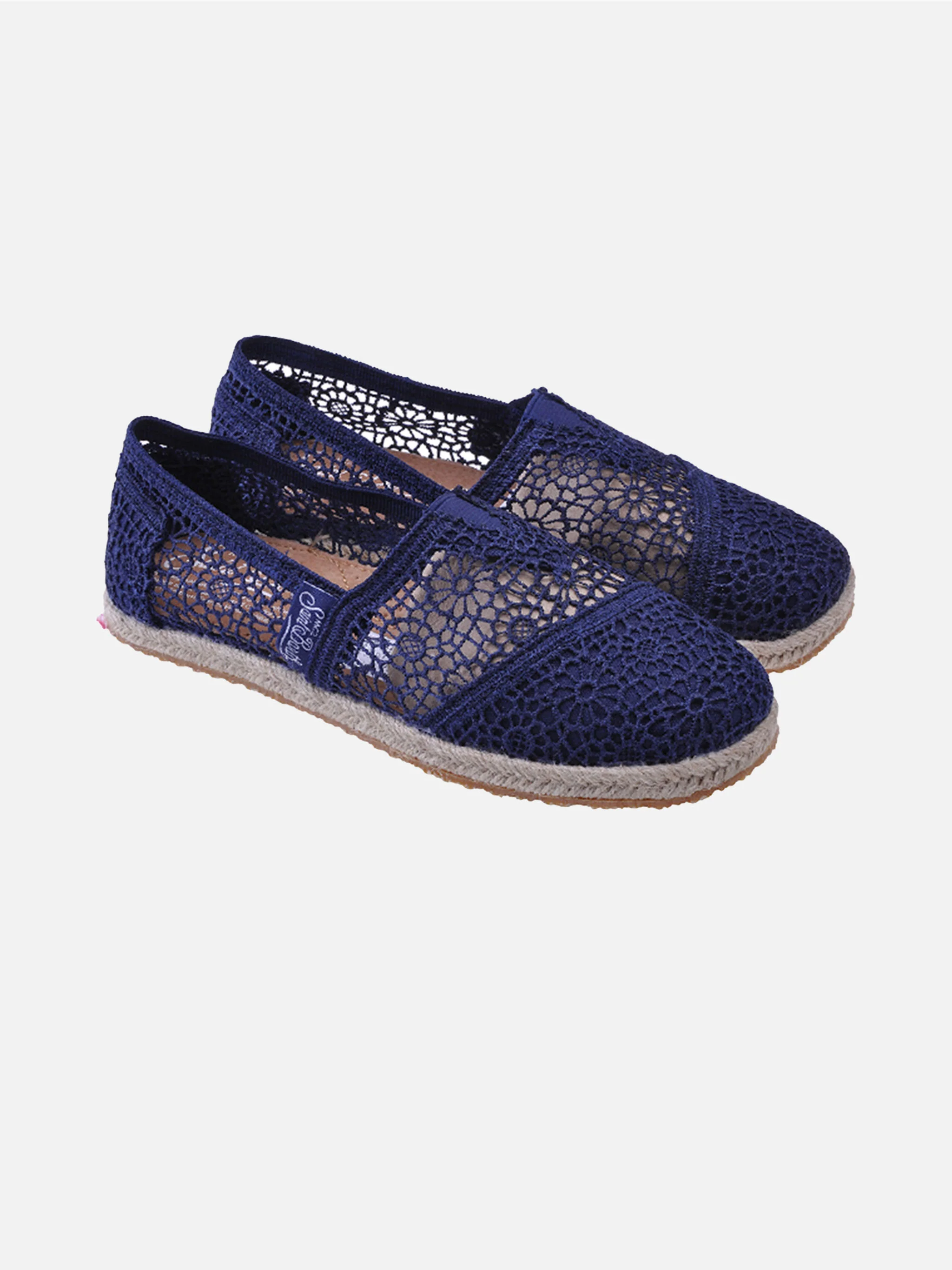 Blauwe macramé espadrilles