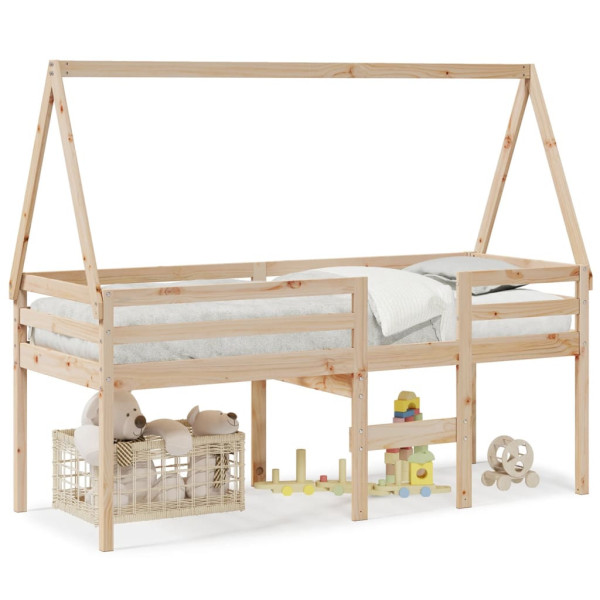 Wysokie łóżko z dachem 75x190 cm lite drewno sosnowe