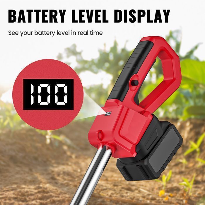 Motobineuse Électrique 21V Motobineuse Sans Fil avec 2 Batteries, Rouleau Double 4 Lames, 350 RPM, Motoculteur pour Potager, Yard