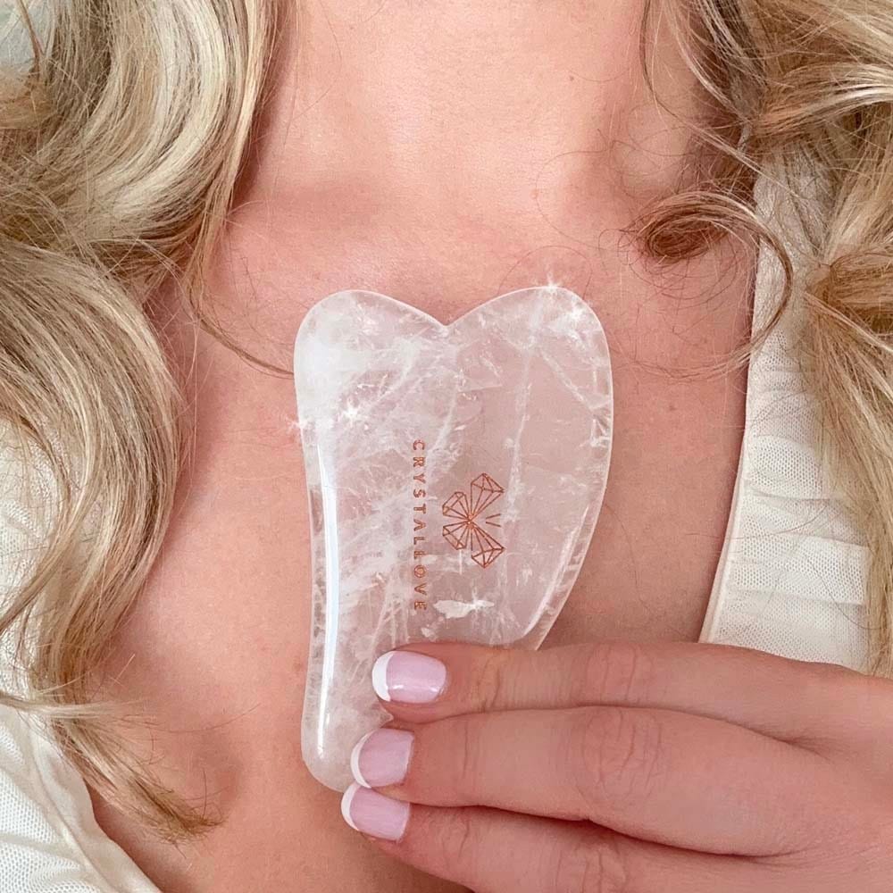 Masażer do twarzy Crystallove Gua Sha z czystego kwarcu – 1 sztuka