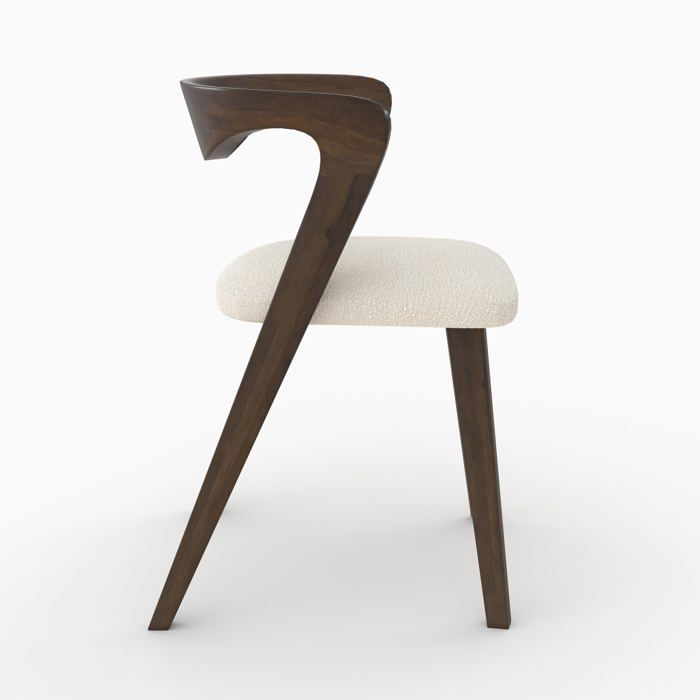 Chaise en bois d'hévéa foncé et tissu bouclé crème - Vega - Rendez-Vous Déco