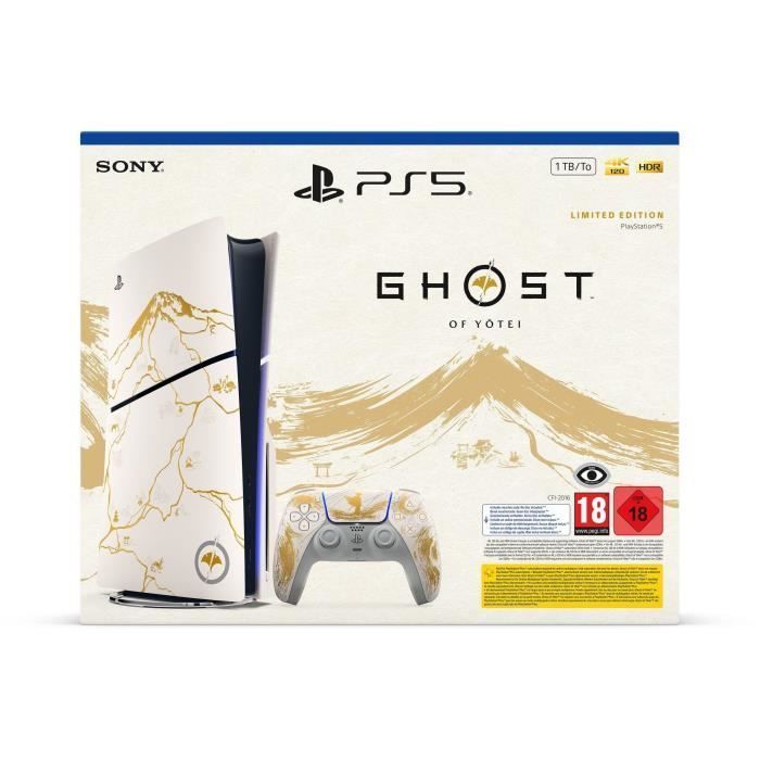 Pack PS5 Standard (avec lecteur CD) : Console PS5 (Slim) Édition limitée Ghost of Yōtei Gold + Jeu Ghost of Yōtei (code)