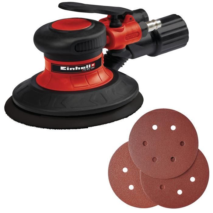 Einhell TC-PE 150 Pneumatic Random Orbital Sander (150 mm diameter pad, 6 sanding sheets)