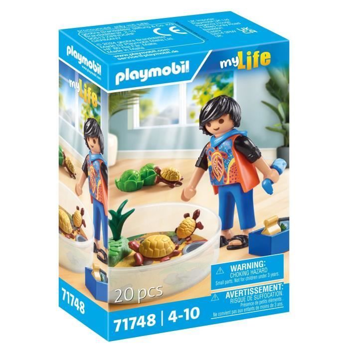 PLAYMOBIL 71748 Garçon avec famille de tortues dans un terrarium, My Life, 20 pièces, Dès 4 ans