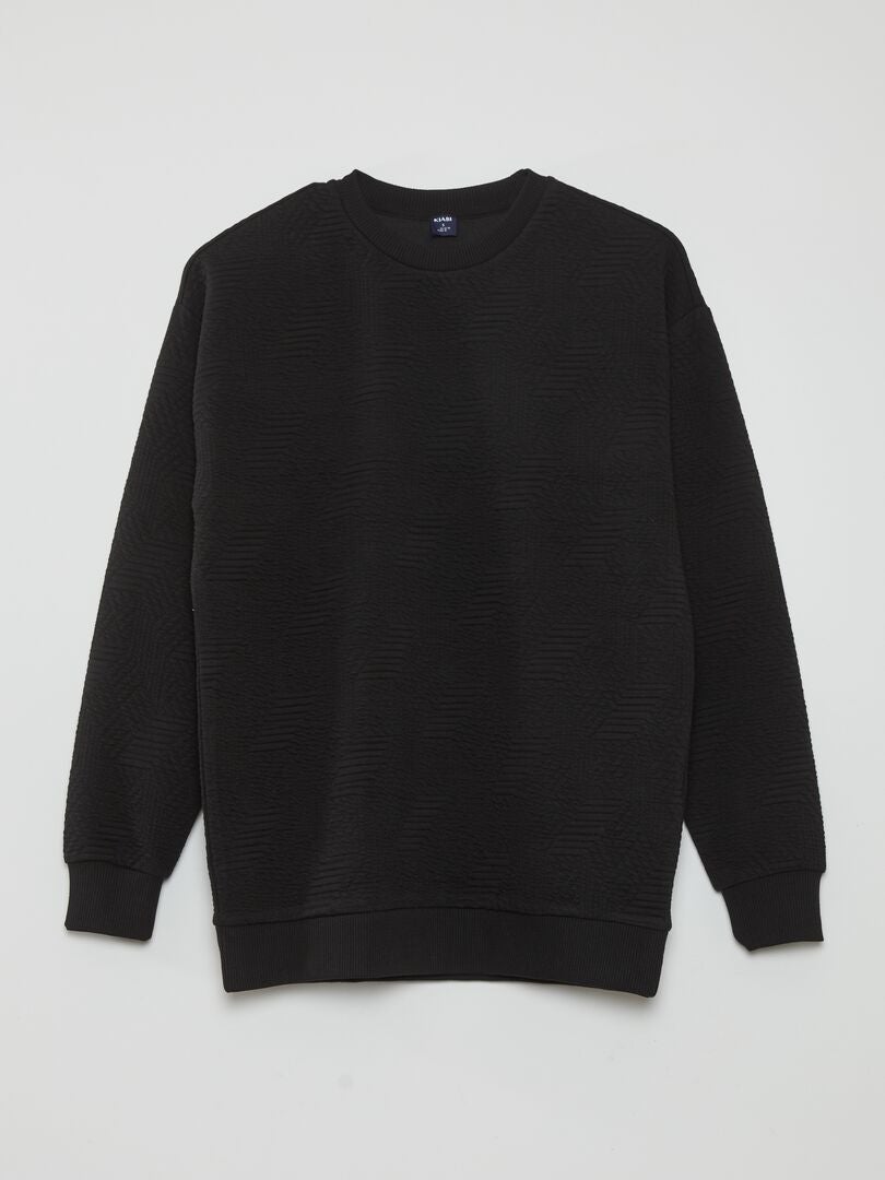 Sudadera de punto otomana con relieve - Negra
