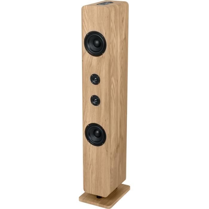 Altavoz Bluetooth tipo torre - THOMSON - Madera/Negro - 120W, Óptico, USB, Ecualizador, TWS, Control remoto, Fuente de alimentación de 230V