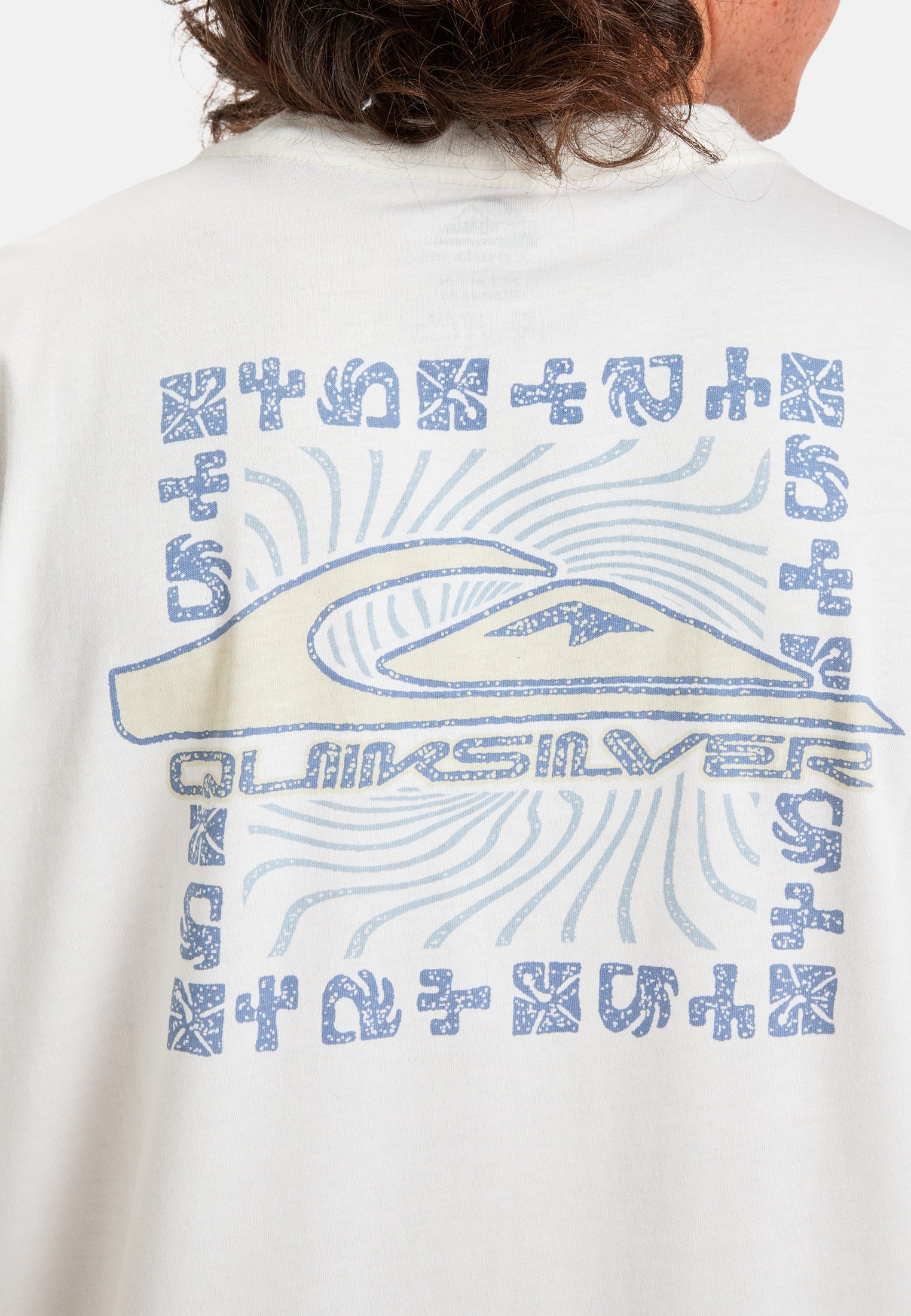 T-shirt stampata Quiksilver EVO BORDER LINES - bianco neve