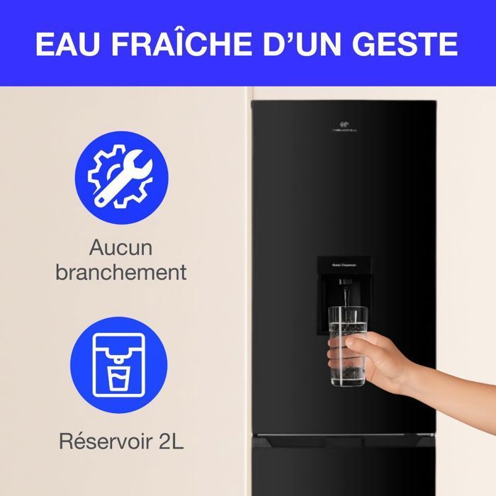 251L Bottom Freezer Refrigerator - CONTINENTAL EDISON - Total No Frost - Black - Energy Class D - W 54 cm x H 180 cm