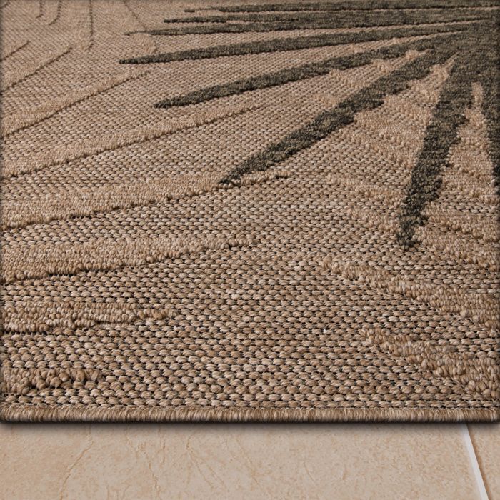 Alfombra de exterior Paco Home para salón o cocina, estampado floral bohemio, lavable a máquina, 3D beige/verde oscuro, 80x150 cm