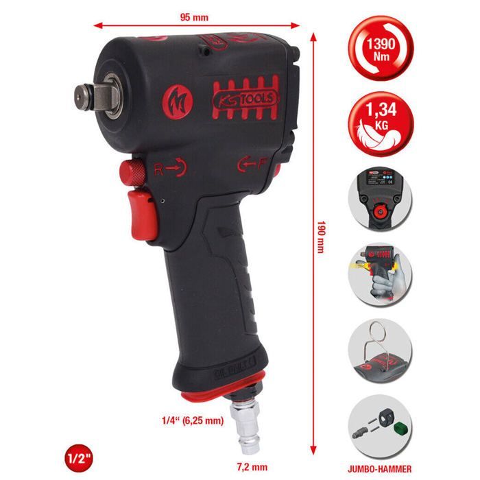 Llave de impacto neumática - KS TOOLS - miniMONSTER - 1390 Nm - 1/2
