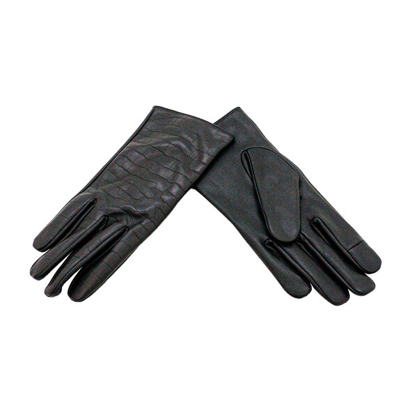 Leren handschoenen met decoratieve stiksels, maat 9.5