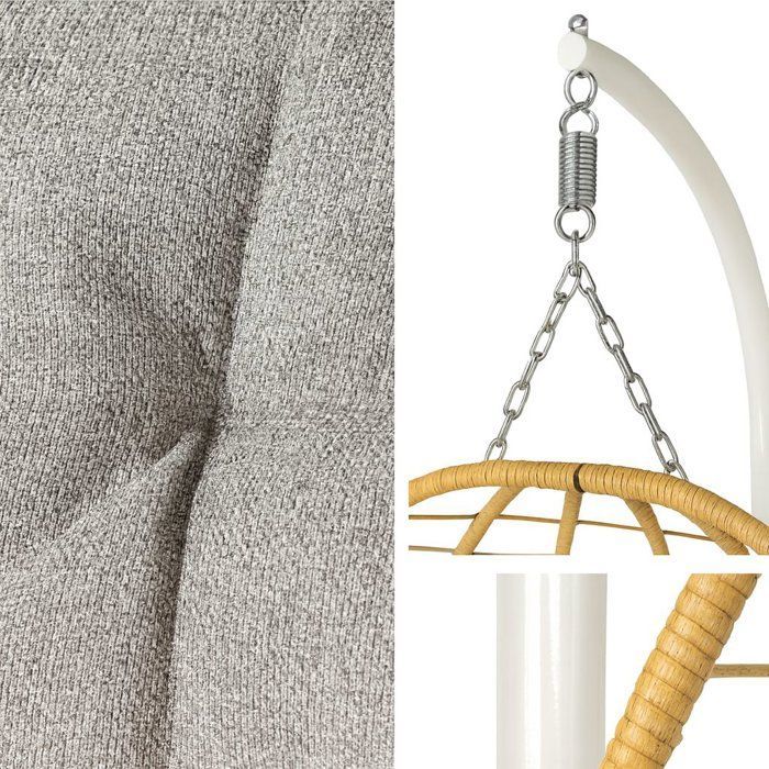 Poltrona sospesa a forma di uovo - PALAVA - Struttura in acciaio - Intreccio in rattan sintetico - P95 x L98 x H200 cm