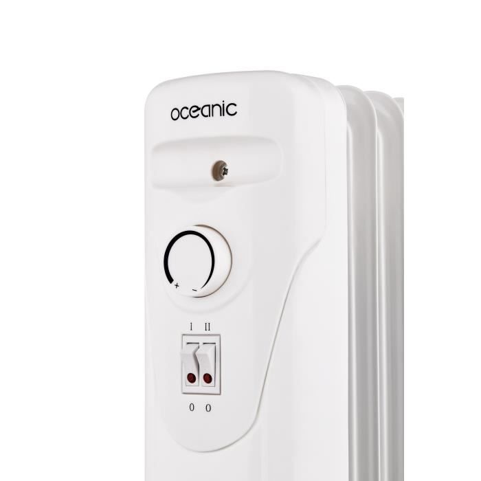 Radiador eléctrico de aceite OCEANIC de 1500 W - 3 niveles de potencia - 7 elementos - Blanco - Portátil