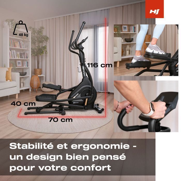 Hop-Sport HS-140CF Rock Home Elliptische Trainer, Opvouwbare Elliptische Trainer, 32 Weerstandsniveaus, Maximaal Draagvermogen 120 kg