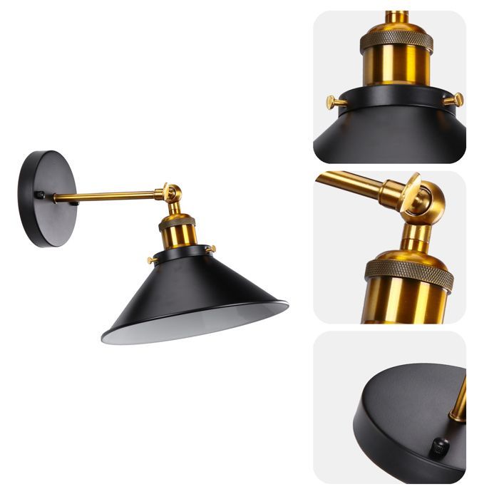 WOTTES Juego de 2 apliques de pared industriales, lámparas de techo de estilo retro metálico con rotación de 180 grados - Ø22cm