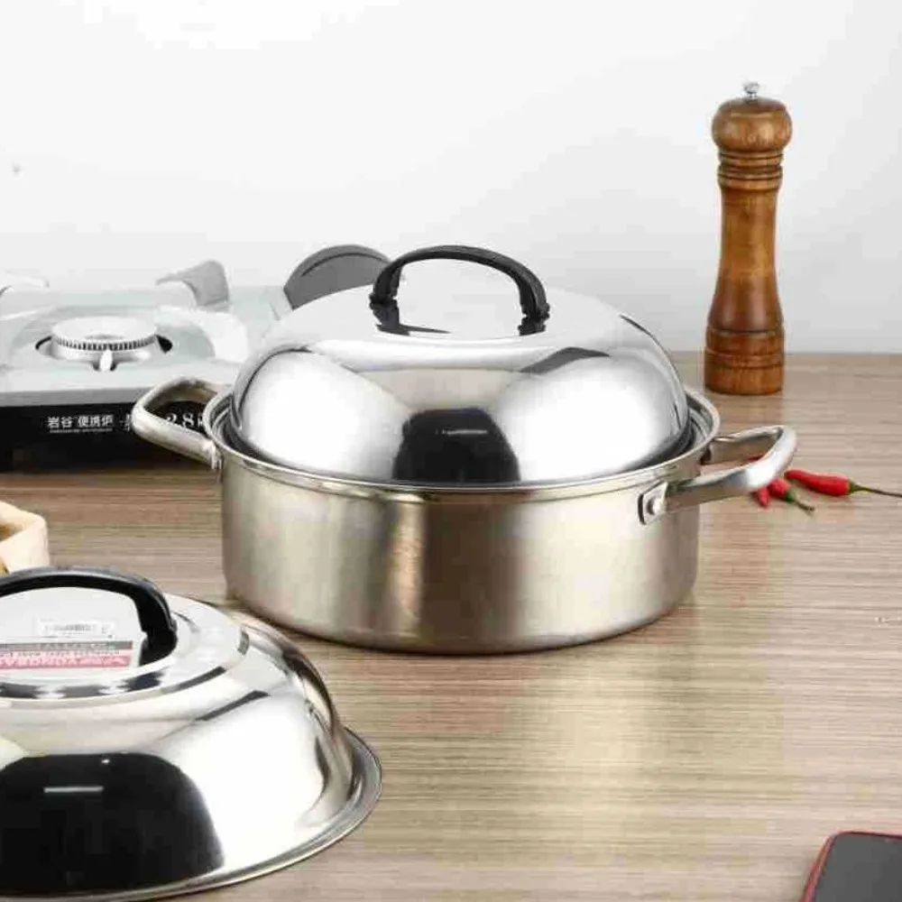 Couvercle rond en acier inoxydable durable pour grandes casseroles, avec poignée et couvercle surélevé, universel pour wok et poêles, accessoires de cuisine