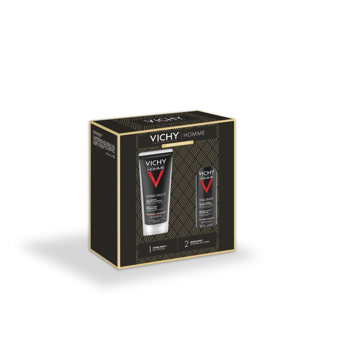 VICHY Vichy Homme Kerstcadeauset 2023 Hydra Mag C douchegel + Sensi Shave scheerschuim