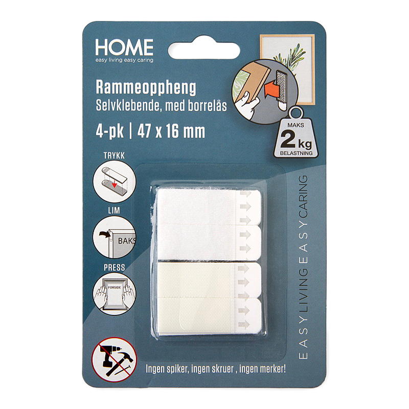 Cornice appendiabiti Home, 4 pezzi, 47x16 mm, con velcro