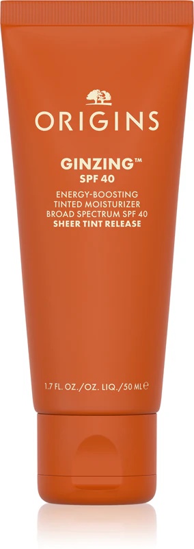 „Origins GinZing™“ energiją suteikiantis tonuotas drėkinamasis kremas, atgaivinantis dieninis kremas su SPF 40