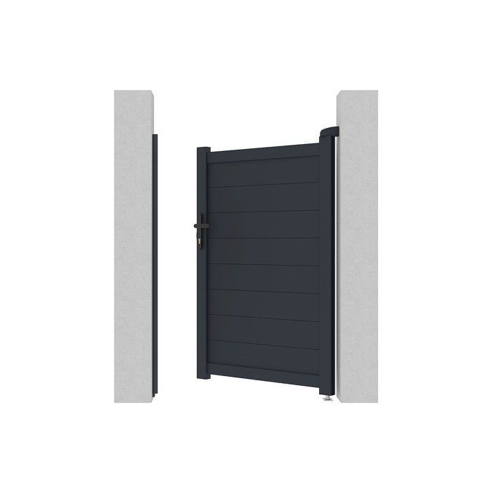 Puerta batiente de aluminio macizo NAZARIO, 103 cm de ancho x 150 cm de alto, color antracita.
