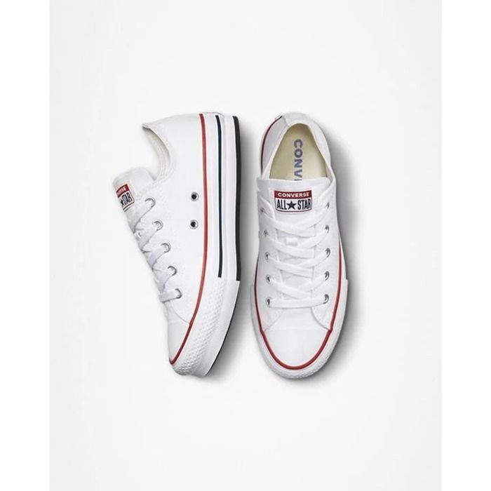 Converse Ctas Platfo Ox - Baskets basses fille blanc en canvas à lacets