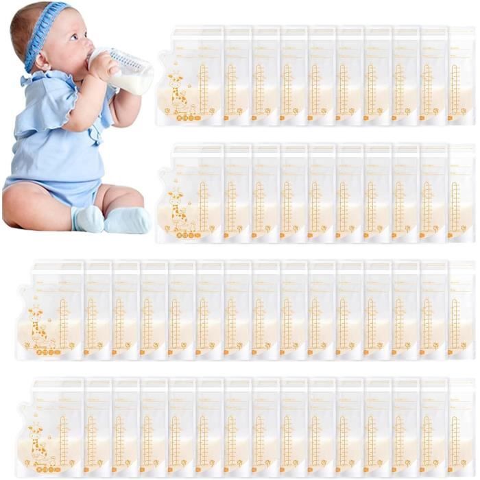 50 bolsas para congelar leche materna, bolsas de almacenamiento de leche materna preesterilizadas de 250 ml, bolsas de seguridad con doble cierre de cremallera.