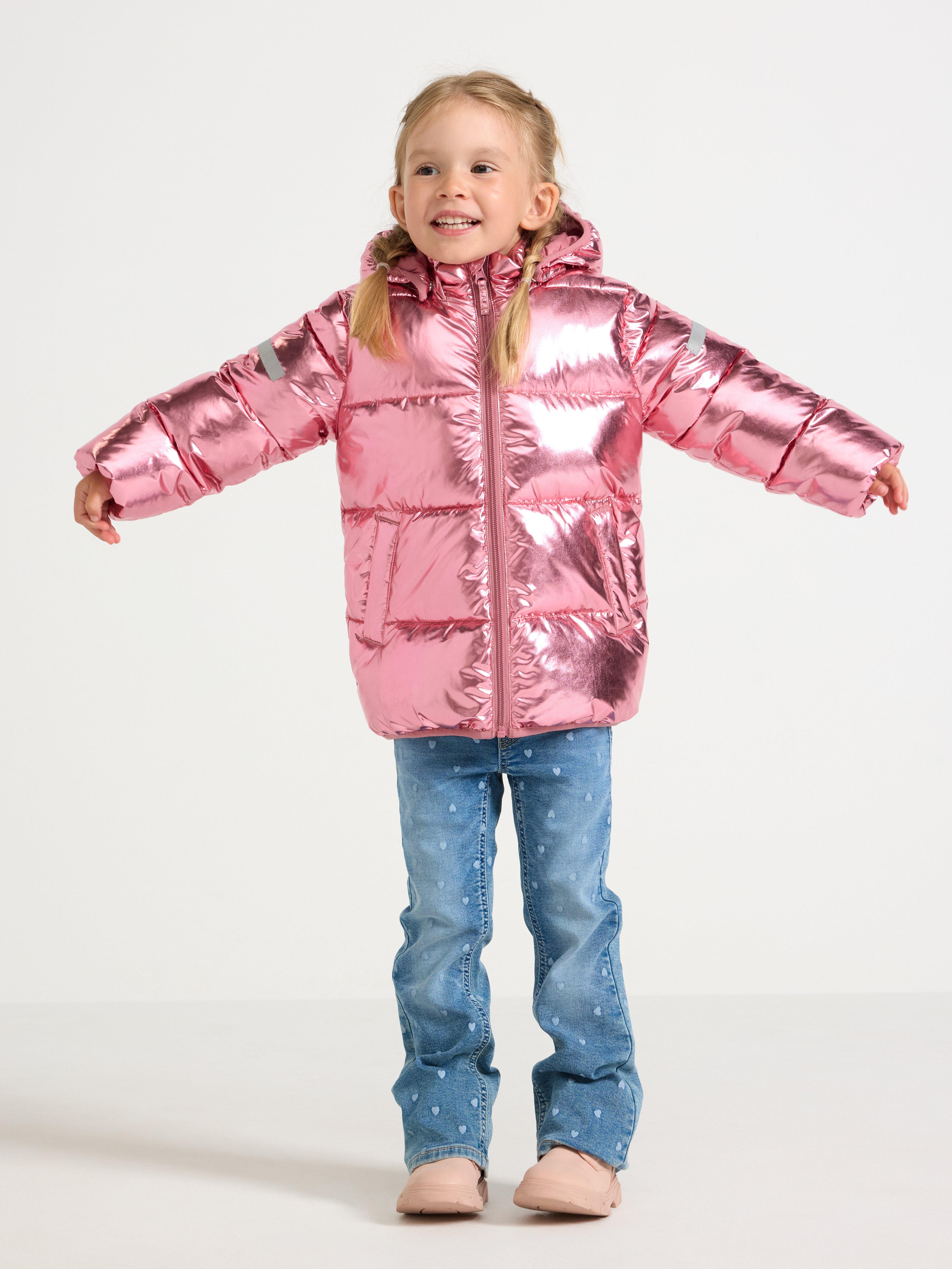 Glansig vadderad jacka Dusty Pink