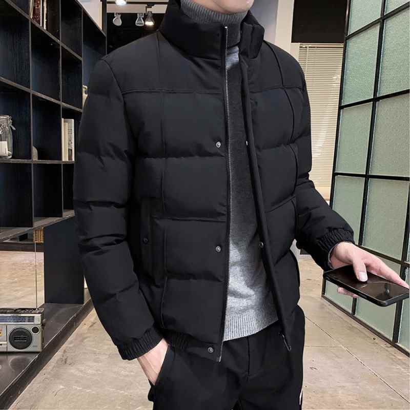 Herfstjas voor heren, katoenen gewatteerde jas voor heren, opstaande kraag, pufferjack, effen kleur, casual jas, herfstkleding voor heren, trends