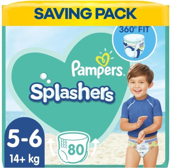 PAMPERS SPLASHERS TAILLE 5-6 80 COUCHES MAILLOT