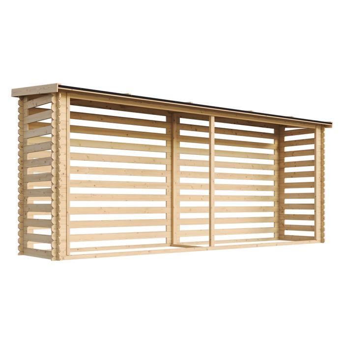 Leñero doble de 4 m² - Leñero - 112 x 450 cm - Timbela M203 - Almacenamiento de leña para exteriores
