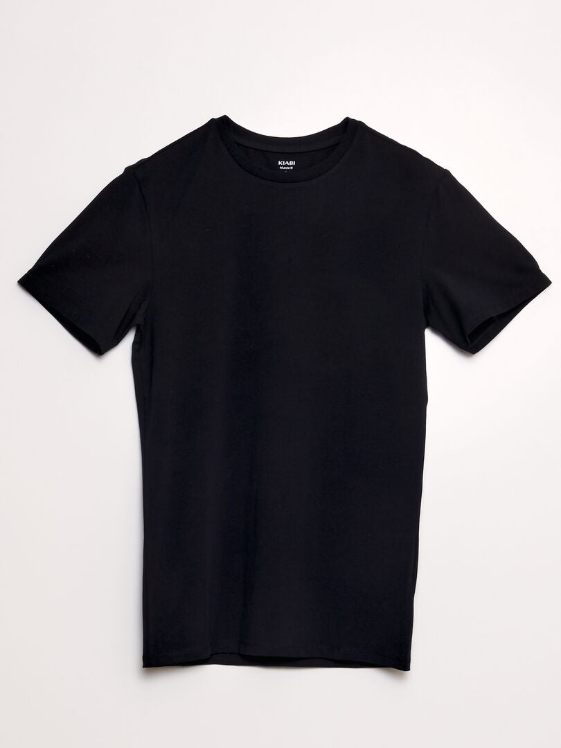 Effen T-shirt - Nauwsluitend model - zwart