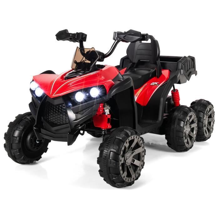 Quad eléctrico COSTWAY de 12 V para niños, con 6 ruedas, 4 motores, caja de almacenamiento trasera, luces LED, música, función de cuentos, puerto USB, para mayores de 3 años, color rojo.