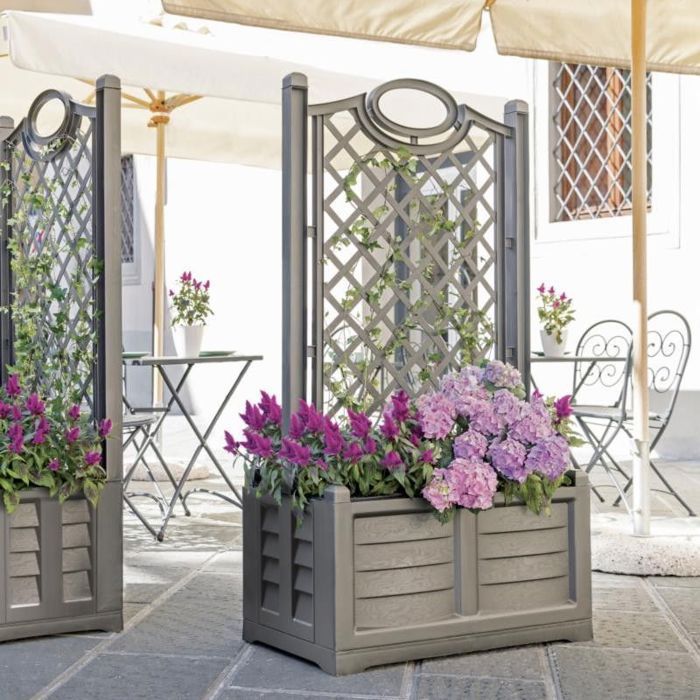 Losse plantenbak met klimrek 8042.5150 cm - Glooke Selected - Zwart - Rechthoekig