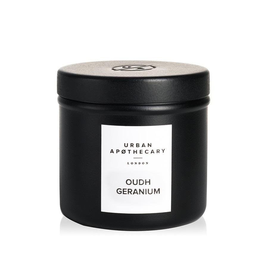 Luxusná cestovná sviečka Urban Apothecary vyrobená zo železa, Oud Geranium – 175 g