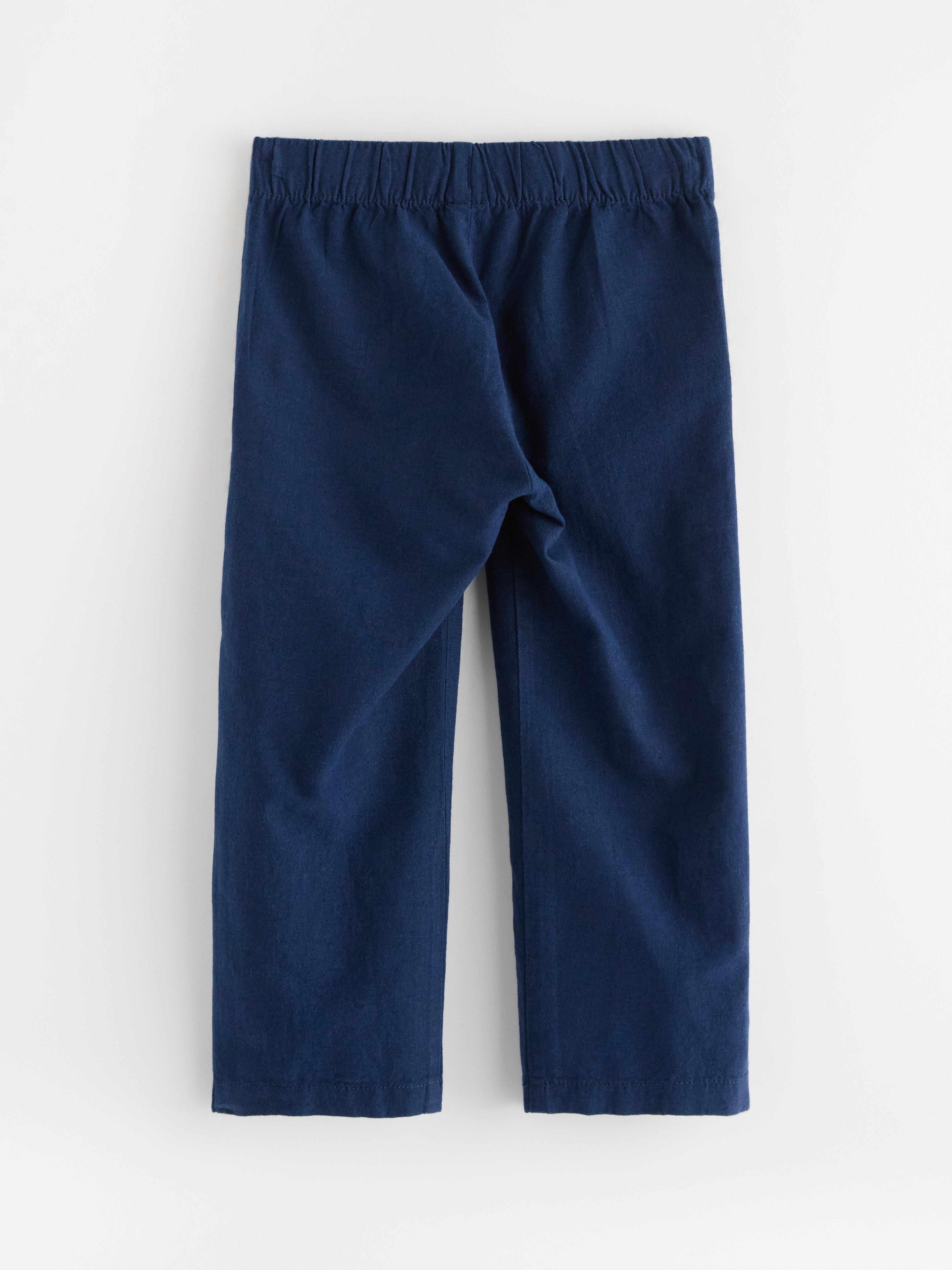 Byxor i linneblanding Dark Blue