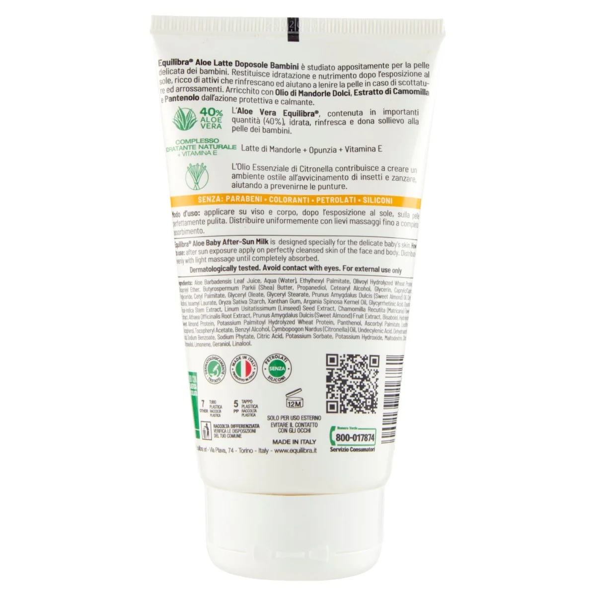 Equilibra after-sun lotion voor kinderen 150 ml, hydraterend en voedend.