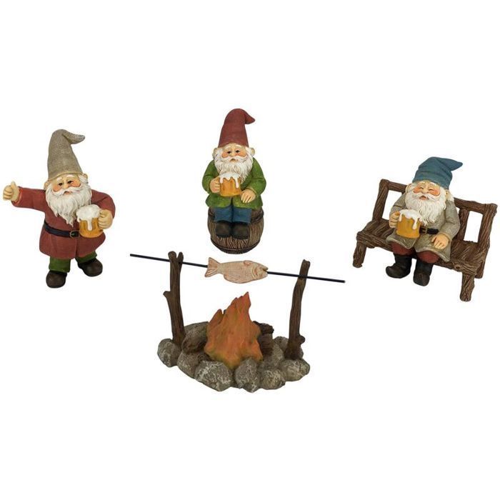 Ensemble de nains de jardin - Virex® - 5 pièces - Nains joyeux - Résine de qualité - Peint à la main - Non toxique