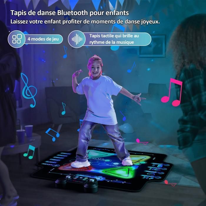 Alfombra de baile infantil, 4 flechas de luz LED, alfombrilla de baile musical con Bluetooth, 4 modos de juego, regalo para niños.