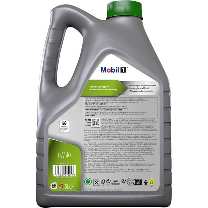 Olio motore Mobil 1 ESP X4 0W-40, 5L - Prestazioni e protezione