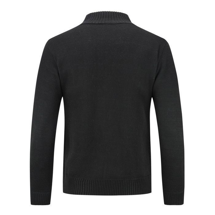 Maglione da uomo Allthemen con collo alla coreana, maniche lunghe, tasca laterale, caldo e confortevole, colore nero.
