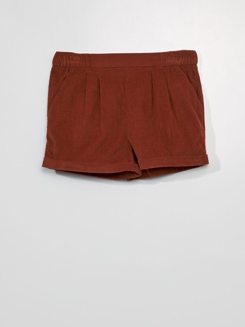 Pantalones cortos de pana - MARRÓN
