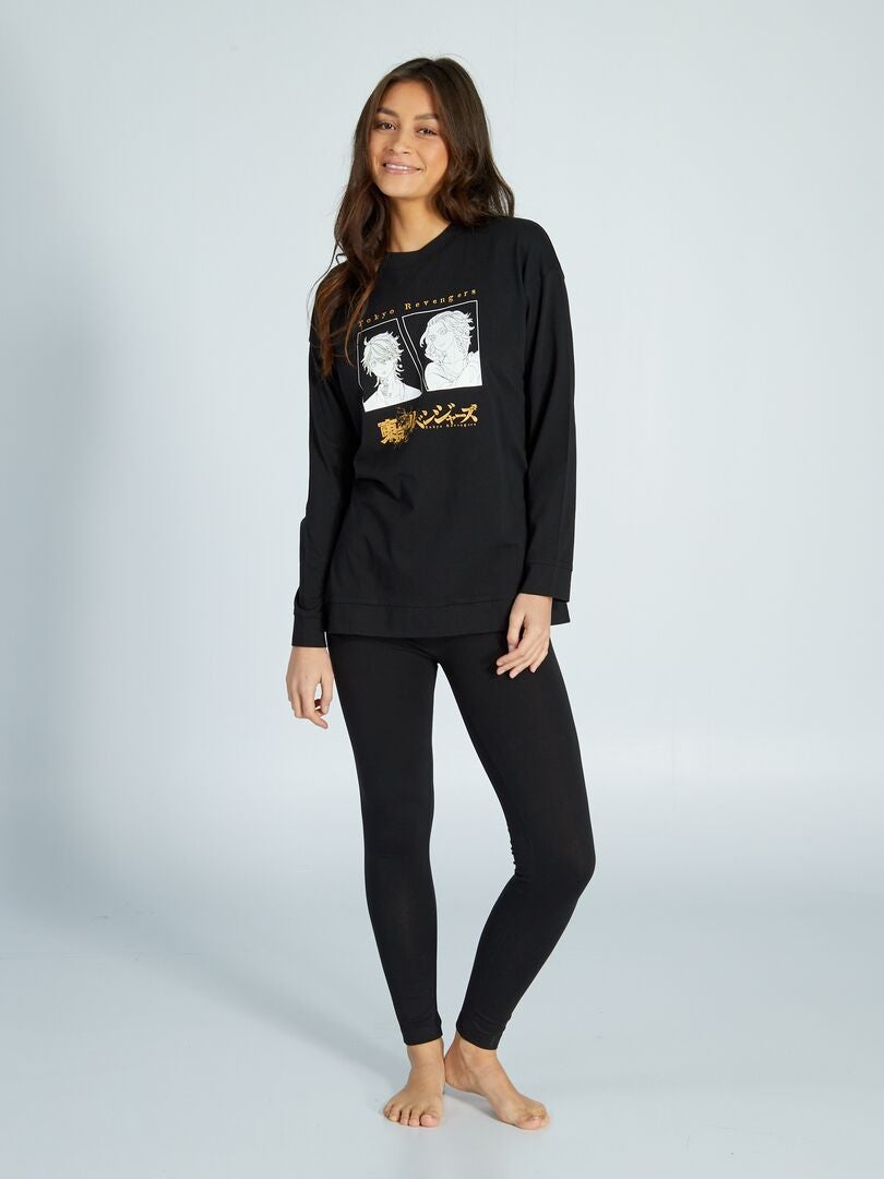 Pijama largo de 2 piezas de Tokyo Revengers - NEGRO