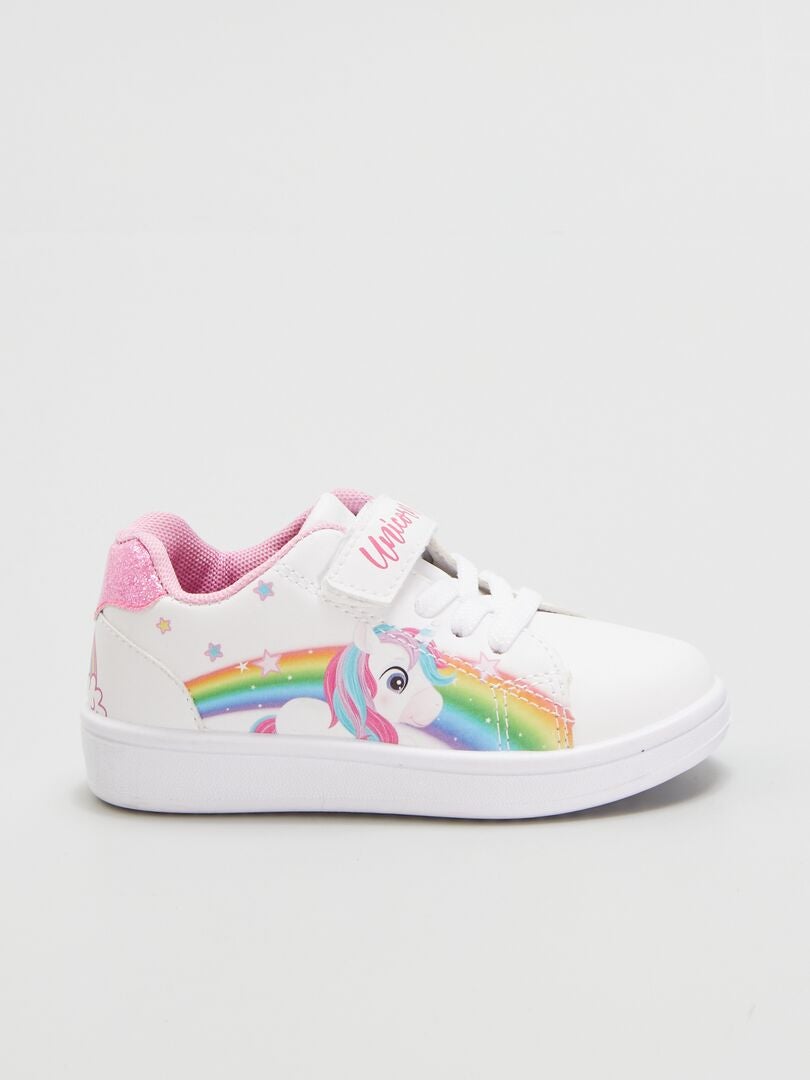 Eenhoorn klittenband sneakers - WIT