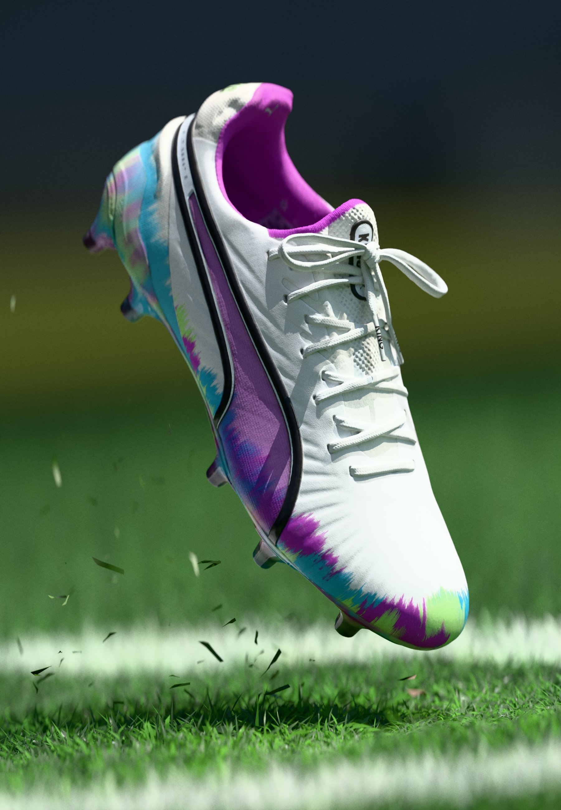Puma KING ULTIMATE BRILLIANCE FG/AG - Voetbalschoenen voor stevige ondergrond - wit/Clyde Royal/Pure Magenta/Fizzy Apple